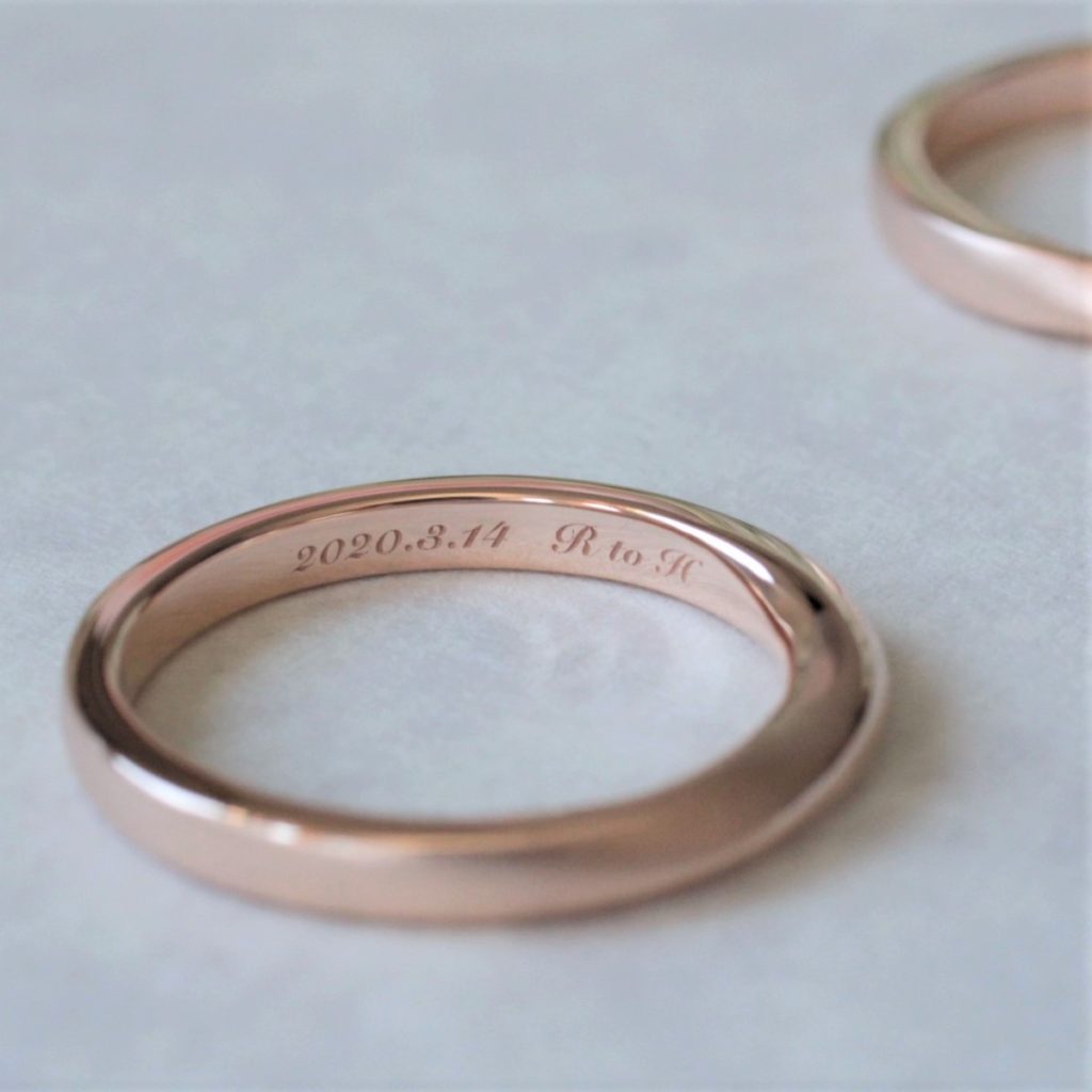 マリージュエリーの結婚指輪　ピンクゴールドで仕立てたメビウスの輪がモチーフのマリッジリング　長野県軽井沢のオーダーメイド工房