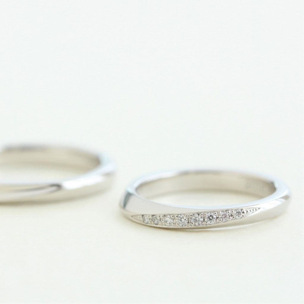 マリージュエリーの結婚指輪　プラチナとダイヤモンドのマリッジリング　長野県軽井沢のオーダーメイド工房