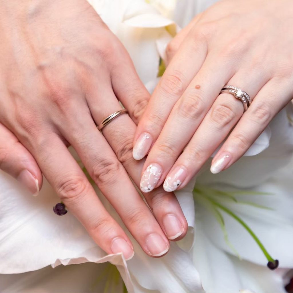マリージュエリーの結婚指輪　ホワイトゴールドとプラチナのマリッジリング　長野県軽井沢のオーダーメイド工房