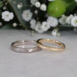 長野の結婚指輪工房マリジュエリーで作られたホワイトゴールドとイエローゴールドの結婚指輪